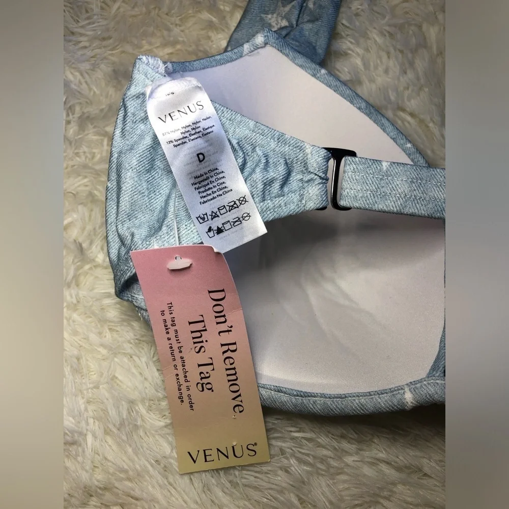 VENUS Blue and White Bikini Swimwear Marilyn Push up. Size D NWT